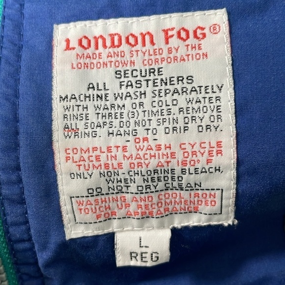 London Fog Windbreaker Women's Large Blue Teal Full Zip Jacket Arm Pocket - Picture 14 of 17